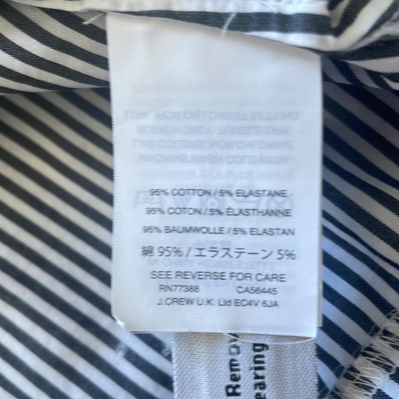 J Crew Shirting Stripe Ruffled Top Grey White - Picture 9 of 9